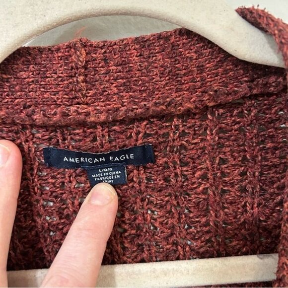 American Eagle Outfitters Maroon Burgundy Red Button Down Knit Cardigan Large - Picture 2 of 7